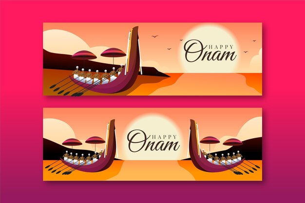 Gradient onam banners set