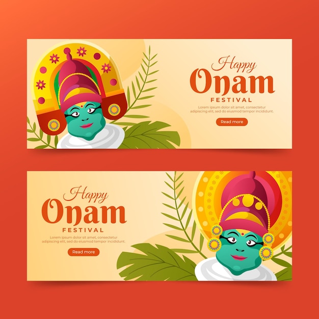 Gradient onam banners set