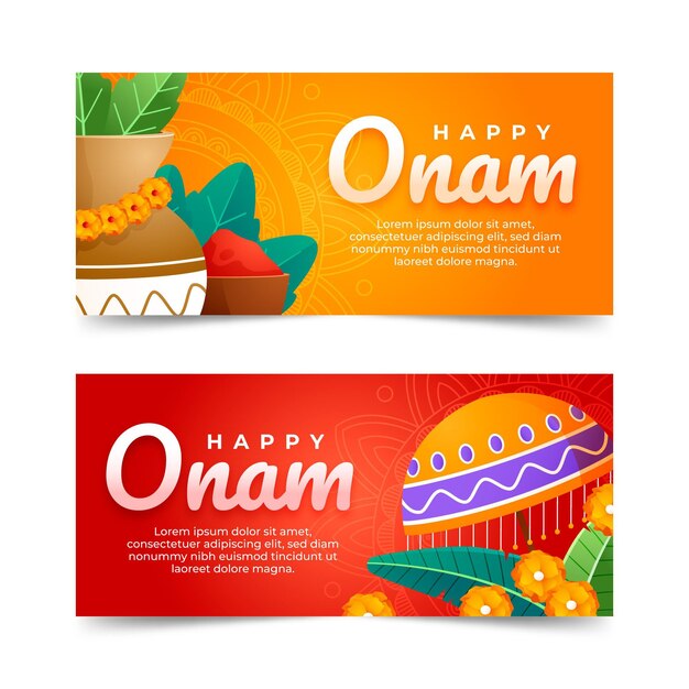 Gradient onam banners set