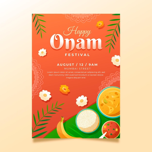 Gradient onam vertical poster template