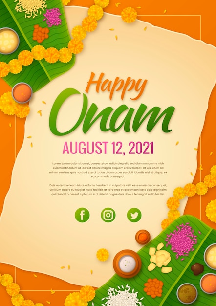 Modello di poster verticale onam sfumato