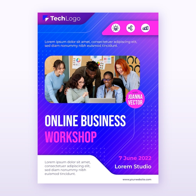 Gradient online business workshop poster template