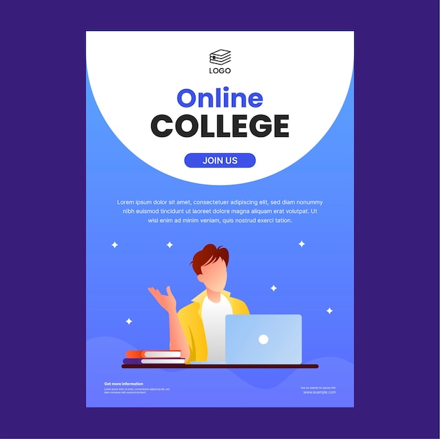 Free vector gradient  online college poster