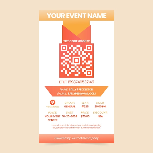 Free vector gradient  online ticket template