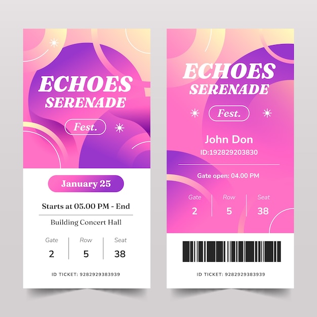 Gradient online ticket template