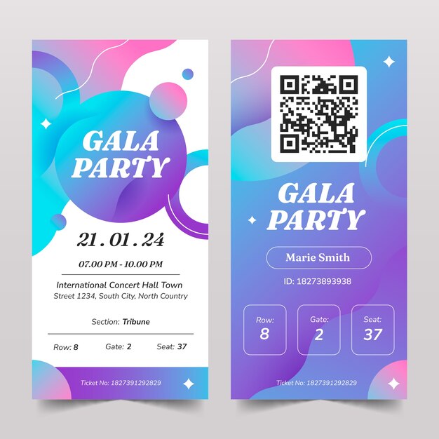 Gradient online ticket template