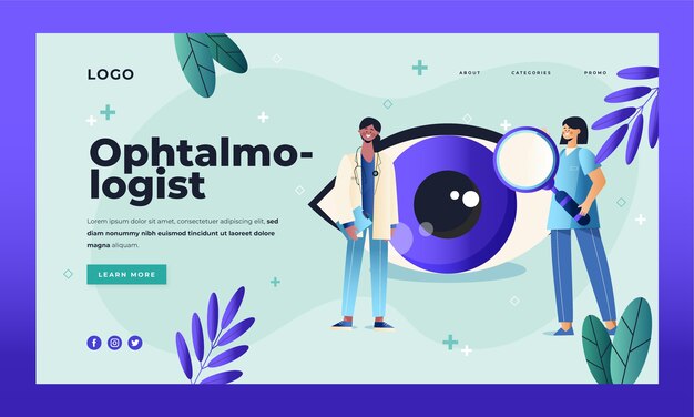 Gradient ophthalmologist landing page template