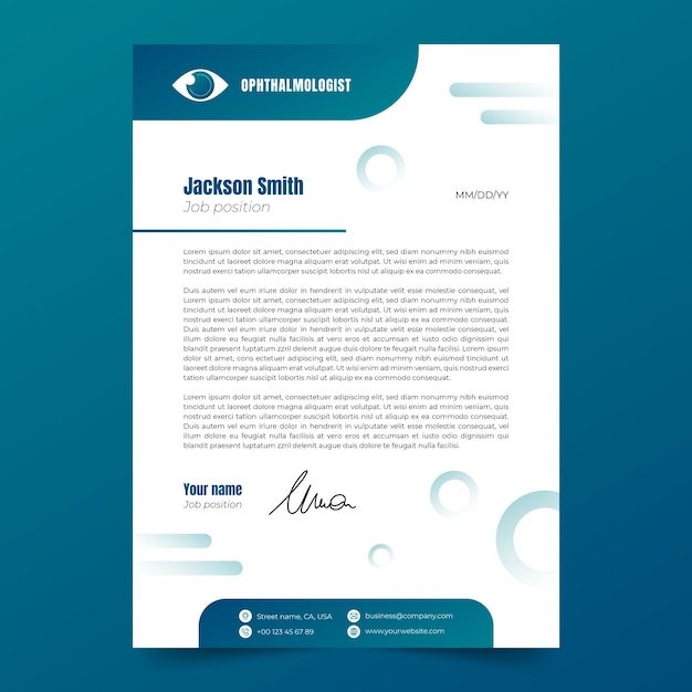 Gradient ophthalmologist letterhead template