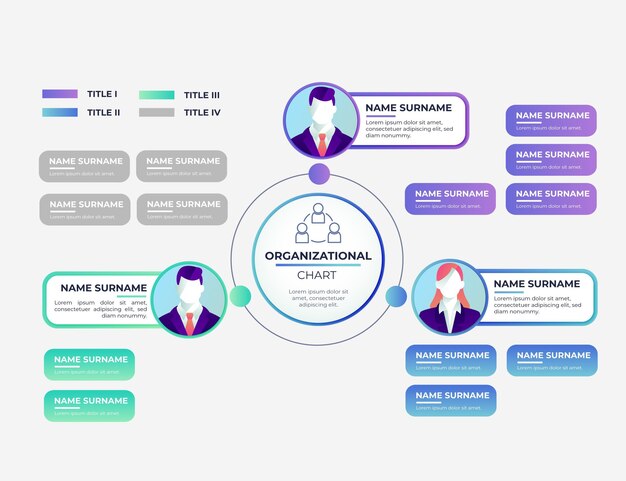 그라디언트 조직도 infographic