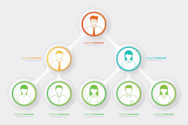 Free vector gradient organizational chart infographic