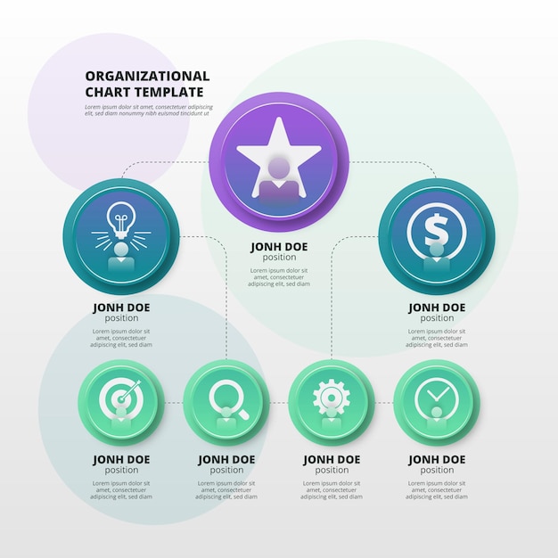 Free vector gradient organizational chart infographic