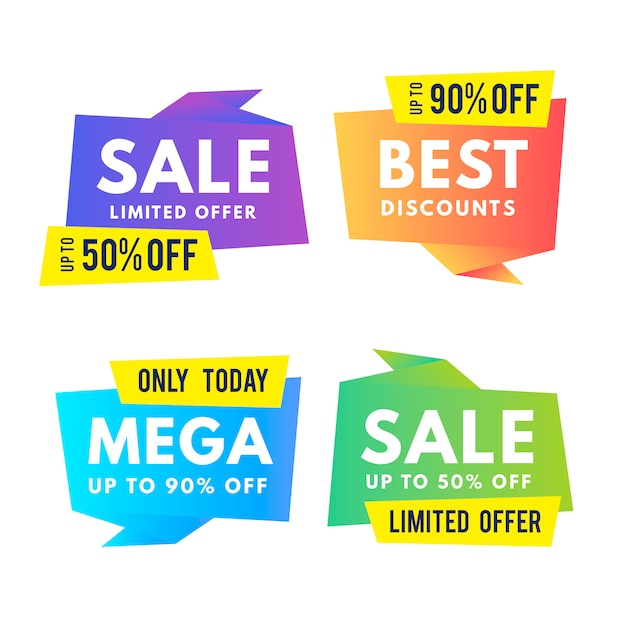 Gradient origami sale banner collection – Free Vector Download