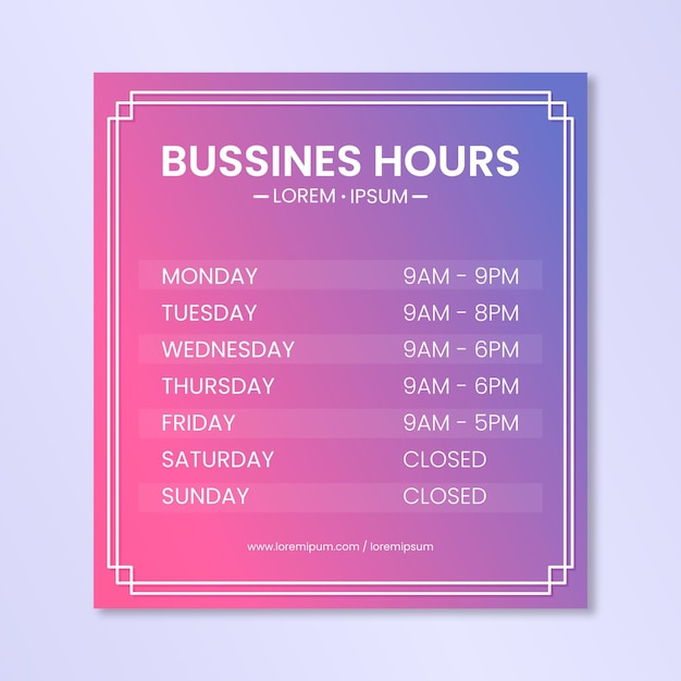 Free vector gradient ornamental business opening hours