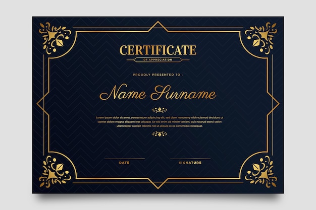 Gradient ornamental certificate