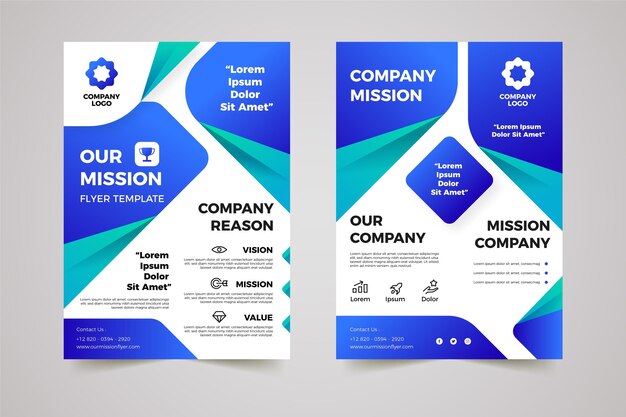 Free vector gradient our mission flyers set