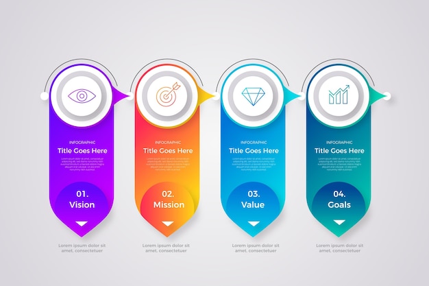 Vettore gratuito gradiente la nostra infografica missione