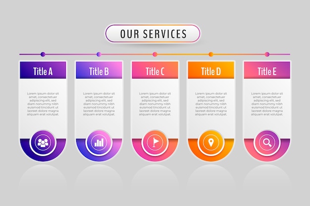 Free vector gradient our services infographic template