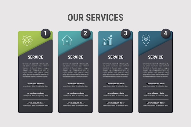 Free vector gradient our services infographic template