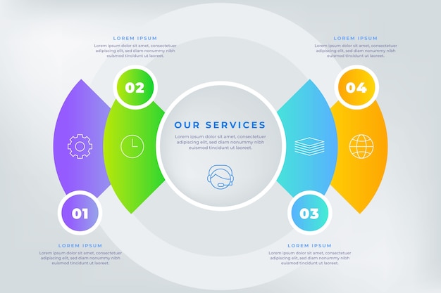 Free vector gradient our services infographic