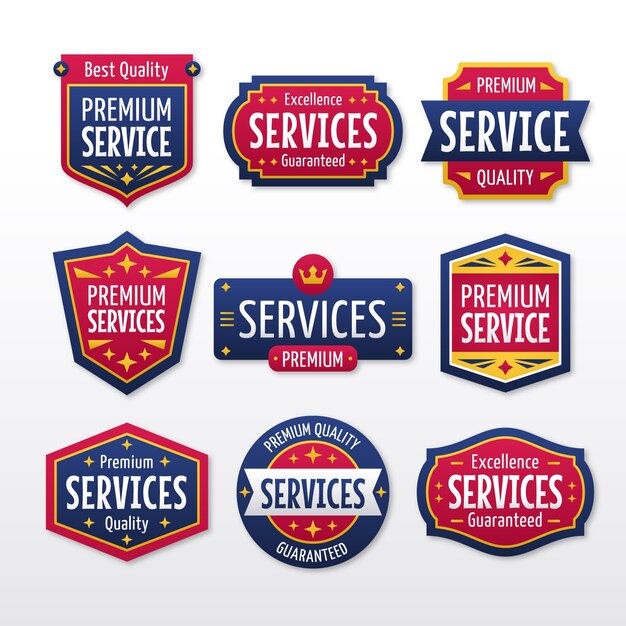 Free vector gradient our services labels collection