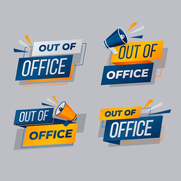 Free vector gradient out of office  label collection