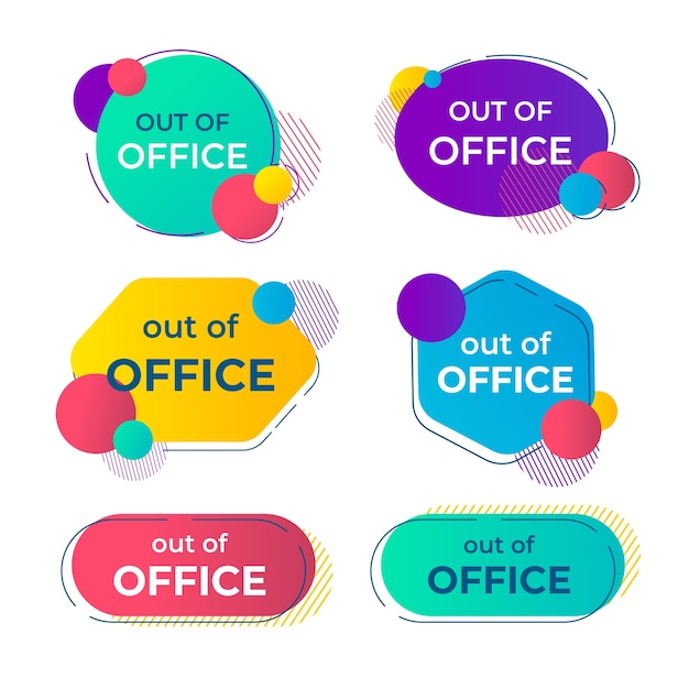 Free vector gradient out of office label collection