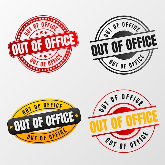 Free vector gradient out of office labels set