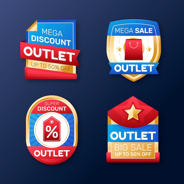 Free vector gradient outlet  label collection