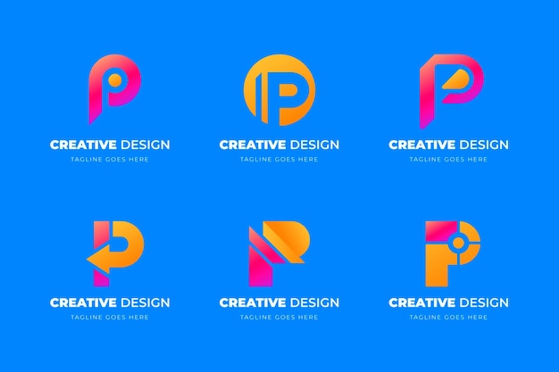 Free vector gradient p logo collection