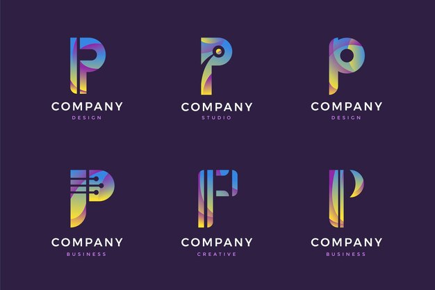 Gradient p logo collection