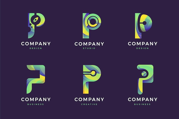 Gradient p logo collection