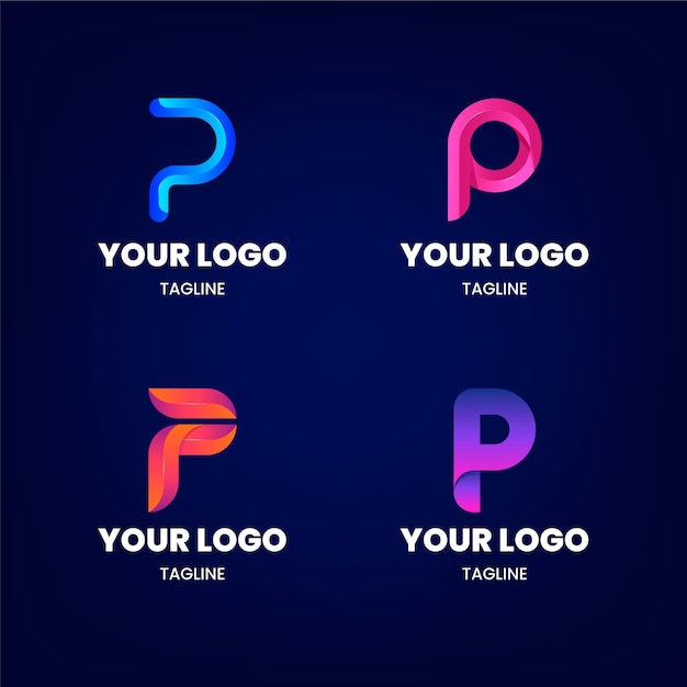 Коллекция шаблонов логотипа градиент p