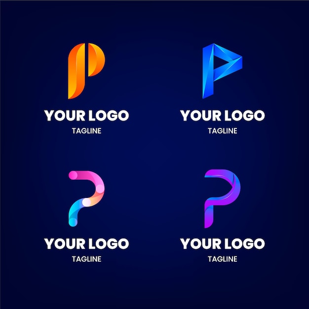 Gradient p logo template collection