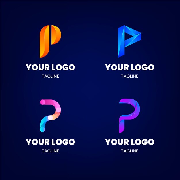 Gradient p logo template collection