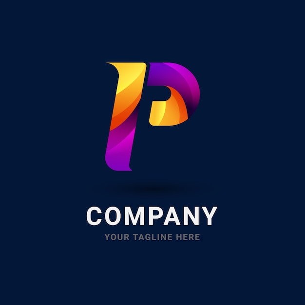 Gradient p logo template design