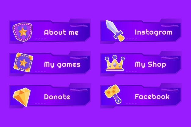 Free vector gradient pack of twitch panels