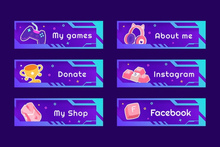 Free Vector gradient pack of twitch panels