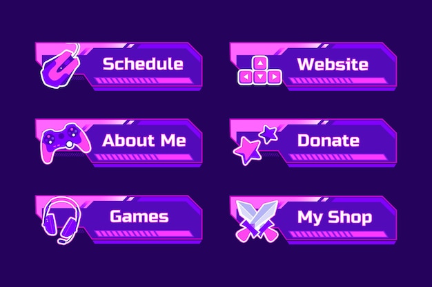 Free vector gradient pack of twitch panels