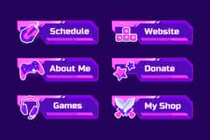 Free vector gradient pack of twitch panels