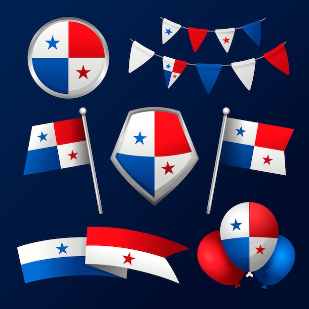 Free vector gradient panama independence day elements collection