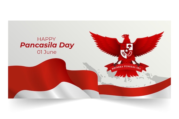 Free vector gradient pancasila day horizontal banner template