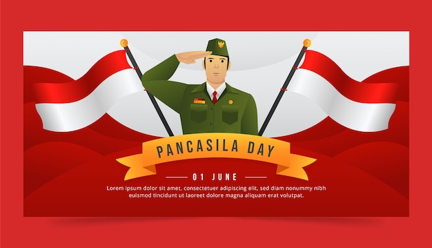 Gradient pancasila day horizontal banner template