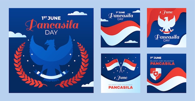 무료 벡터 gradient pancasila day 인스타그램 게시물 모음