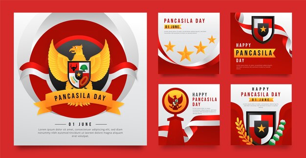 Gradient pancasila day instagram posts collection