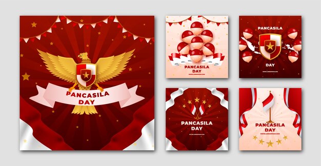 Gradient pancasila day instagram posts collection