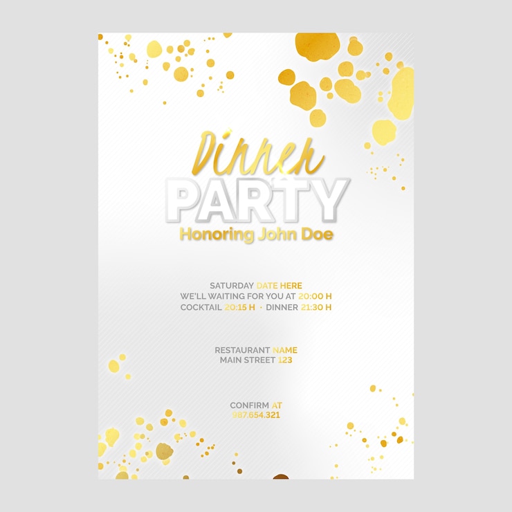 Free Vector gradient party golden dinner invitation template