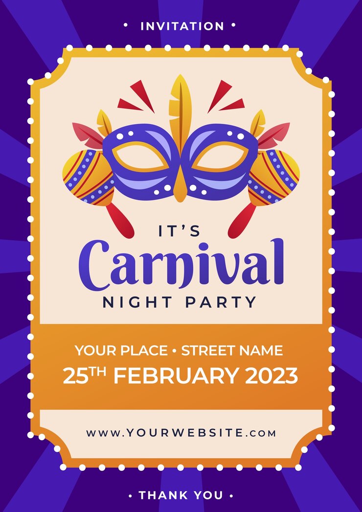 Free Vector gradient party invitation template for carnival celebration