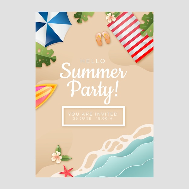 Gradient party invitation template for summer season