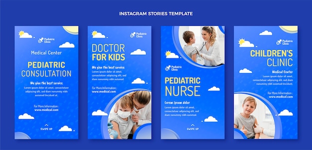 Free vector gradient pediatric consultation instagram stories