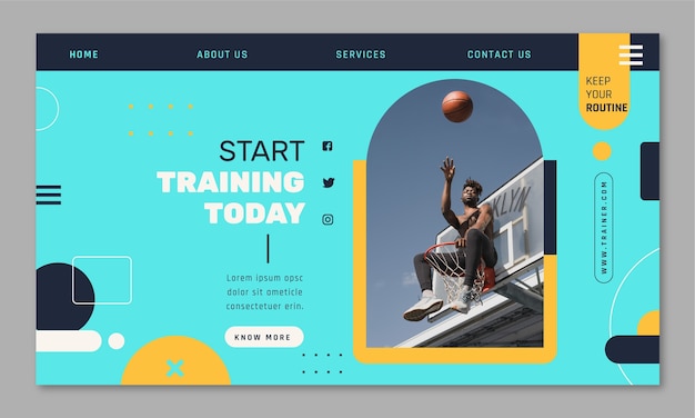 Free vector gradient personal trainer landing page